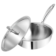 Vinod Platinum Triply Stainless Steel Deep Frypan with Lid, Induction Friendly (20 cm)