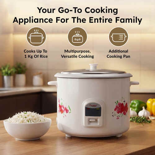 Prestige PRWO 2.8-2 Electric Rice Cooker, White & Red (2.8L)