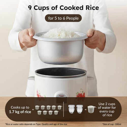 Prestige PRWO 2.8-2 Electric Rice Cooker, White & Red (2.8L)