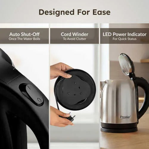 Prestige PKNSS Electric Kettle (Silver & Black, 1 Litre)