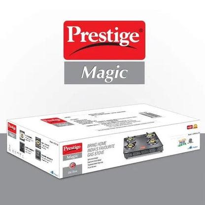 Prestige Magic Glass Top Gas Stove (4 Burner, Powder Coated Body)