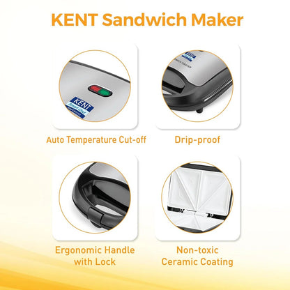 Kent Sandwich Toaster (Black, 700W)