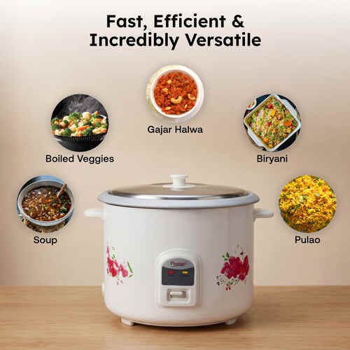Prestige PRWO 2.8-2 Electric Rice Cooker, White & Red (2.8L)