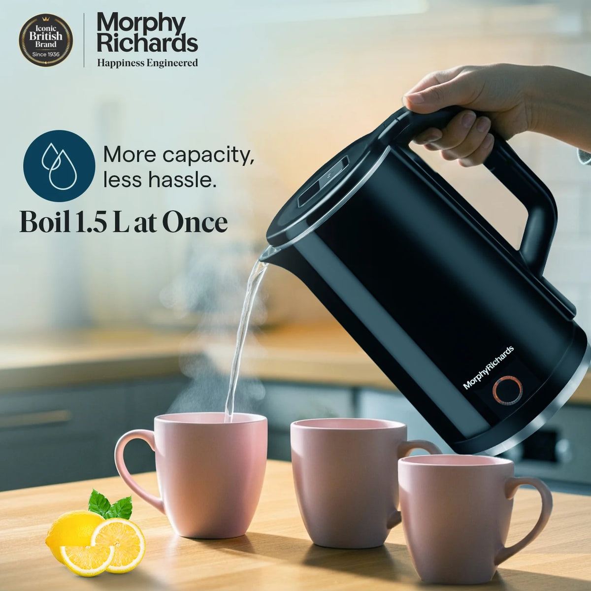 Morphy Richards Black Beauty Electric Kettle (Black, 1.5 Litre)