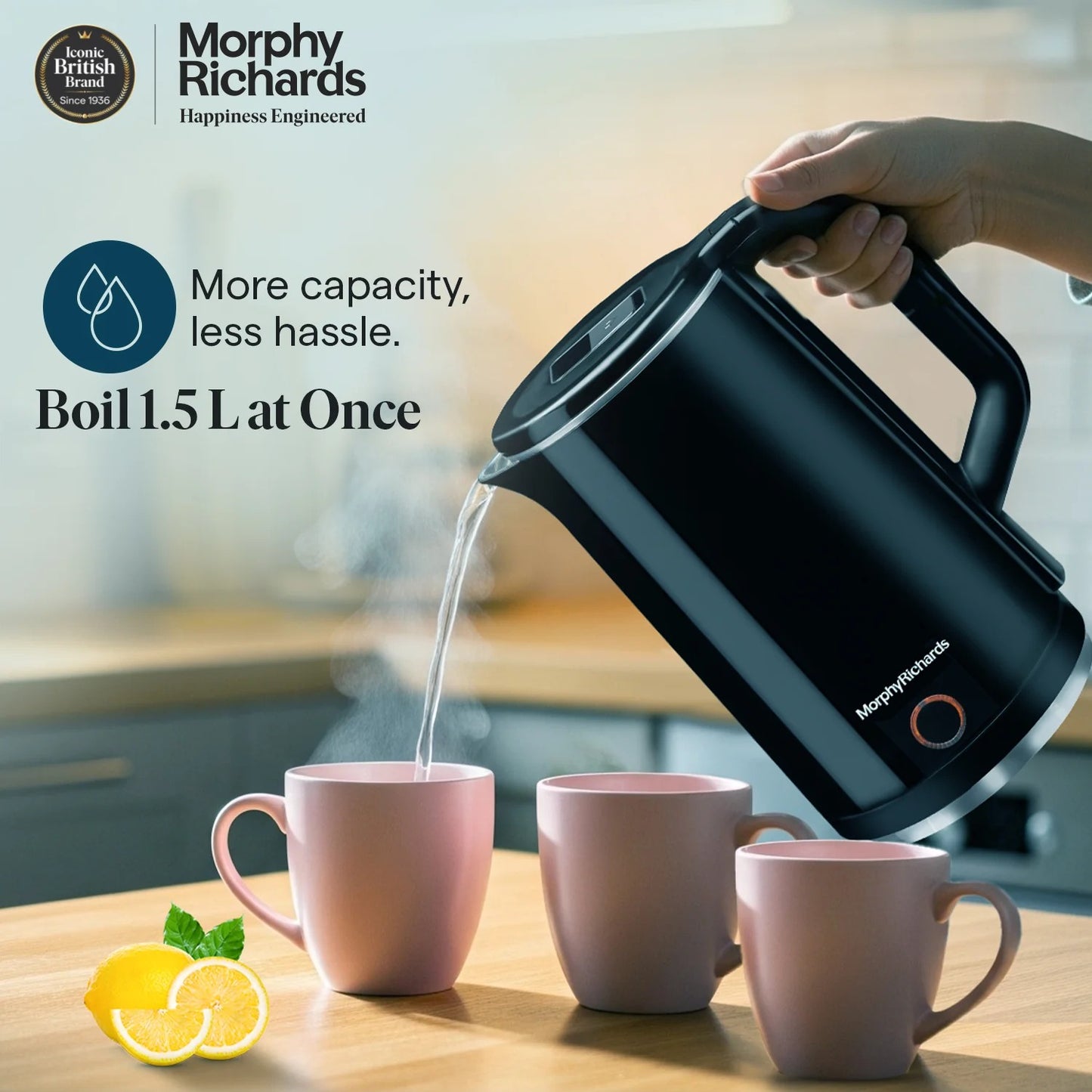 Morphy Richards Black Beauty Electric Kettle (Black, 1.5 Litre)