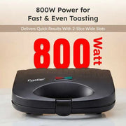 Prestige PGFSP Spatter Coated Non-Stick Sandwich Toaster (Black, 800W)