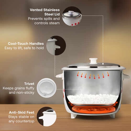 Prestige PRWO 1.8-2 Electric Rice Cooker, Close Fit Lid (1.8L)