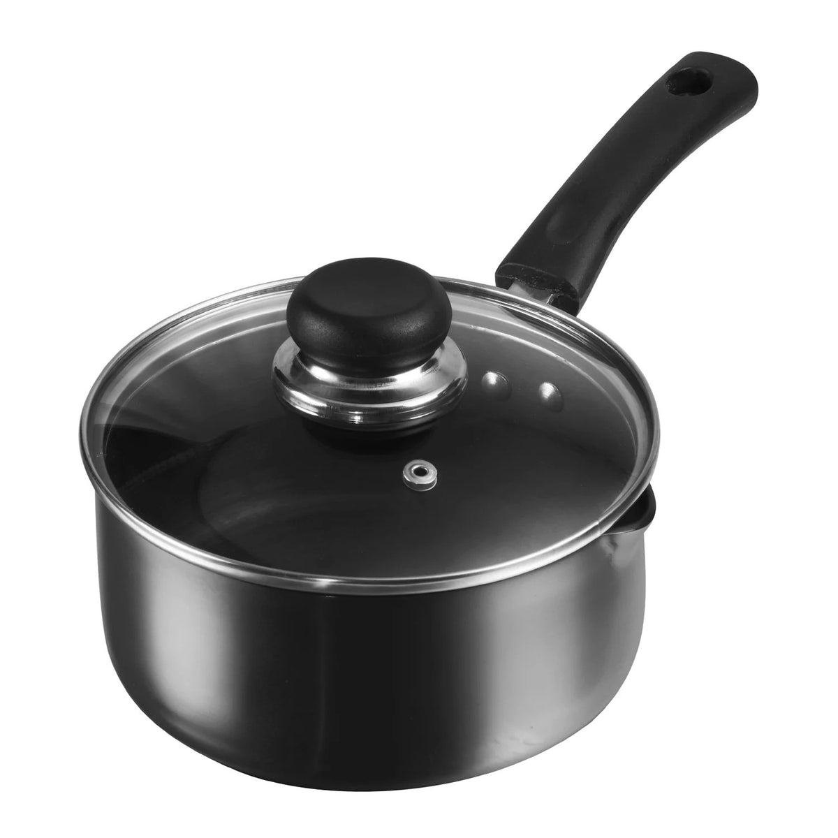Vinod Hard Anodised Saucepan with Glass Lid (14 cm)