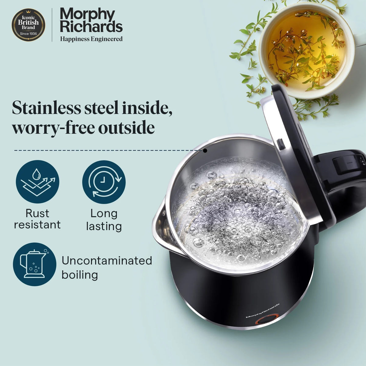 Morphy Richards Black Beauty Electric Kettle (Black, 1.5 Litre)