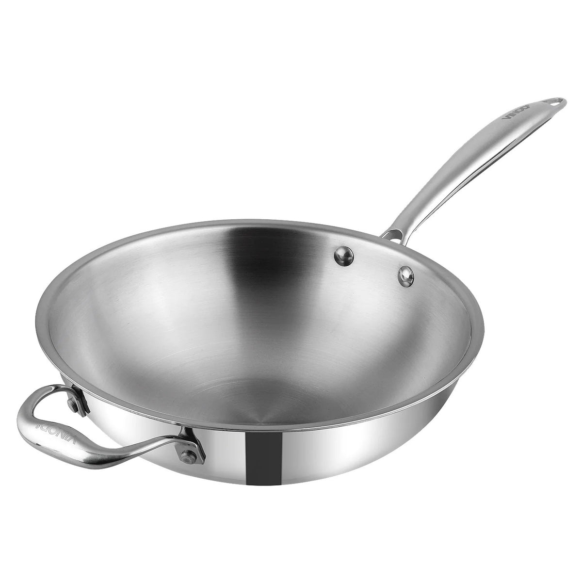 Vinod Platinum Triply Stainless Steel Wok, Induction Friendly (26 cm)