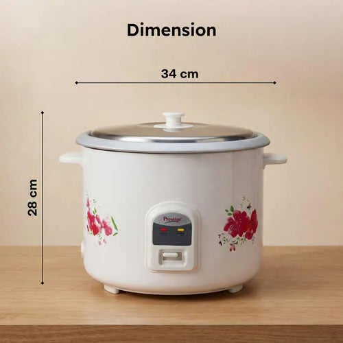 Prestige PRWO 2.8-2 Electric Rice Cooker, White & Red (2.8L)