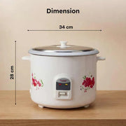 Prestige PRWO 2.8-2 Electric Rice Cooker, White & Red (2.8L)