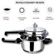 Vinod 18/8 Stainless Steel Outer Lid Pressure Cooker, Induction Friendly (7 L)