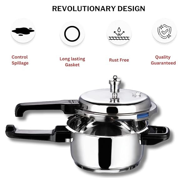 Vinod 18/8 Stainless Steel Outer Lid Pressure Cooker, Induction Friendly (10 L)