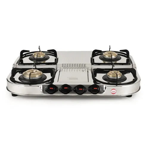 Prestige Royale Stainless Steel Gas Stove (4 Burner, Manual Ignition)