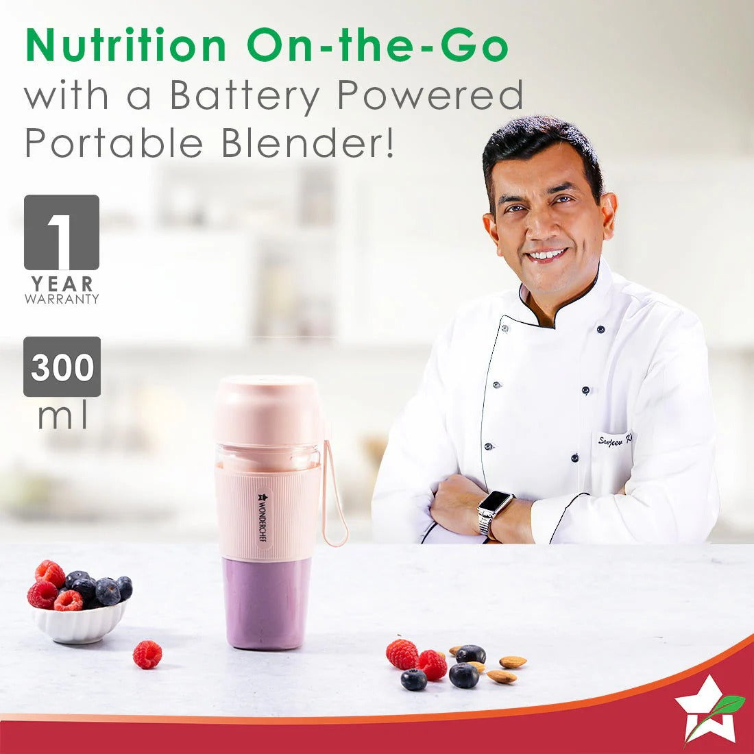 Wonderchef Nutri Cup Portable Blender (Pink, 300ml)