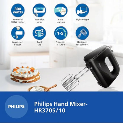 Philips Hand Mixer (Black, 300W)