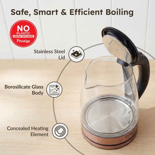 Prestige PKGB Glass Electric Kettle (Copper & Transparent, 1.8 Litre)