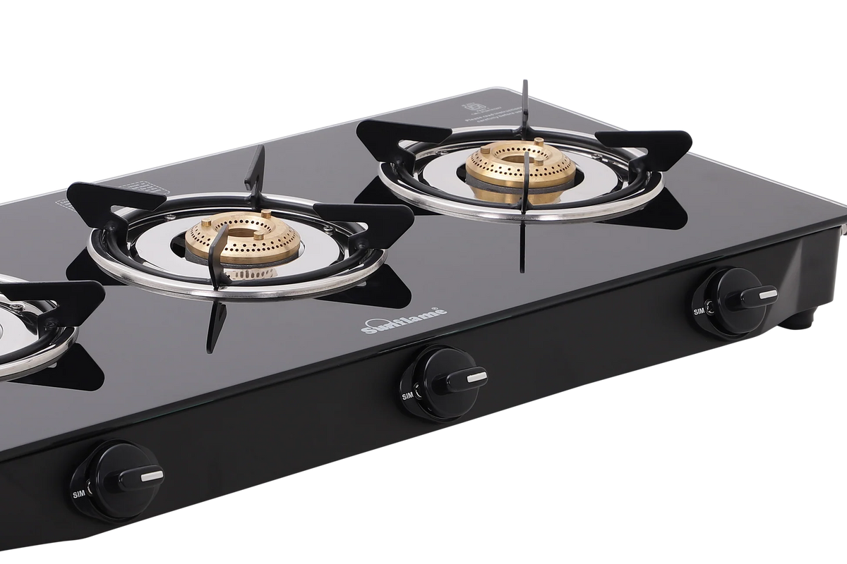 Sunflame Naples Glass Top Gas Stove (3 Burner, Manual Ignition)