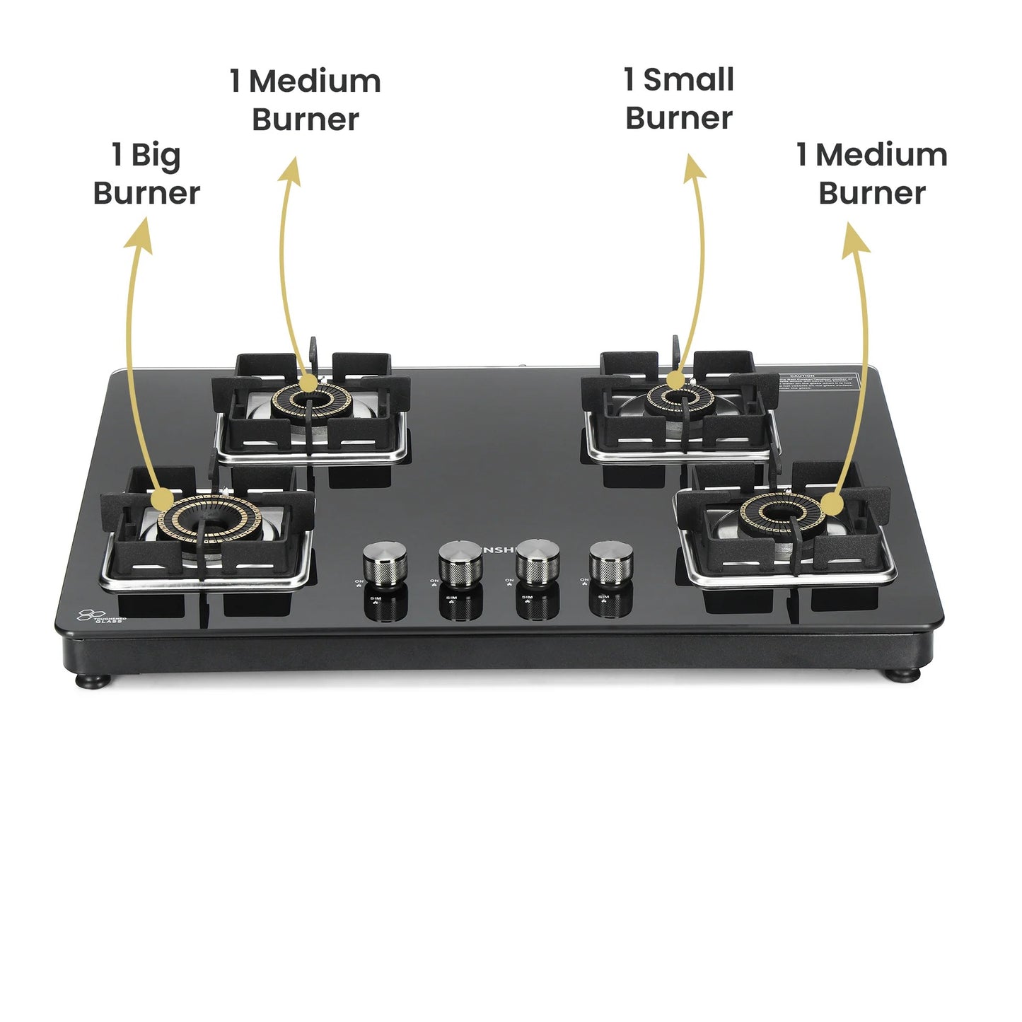 Sunshine Shine Hob Gas Stove (4 Burner, Auto Ignition)