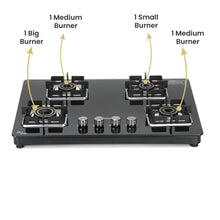 Sunshine Shine Hob Gas Stove (4 Burner, Auto Ignition)