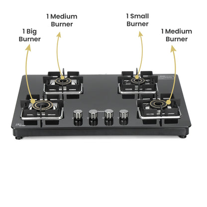 Sunshine Shine Hob Gas Stove (4 Burner, Auto Ignition)
