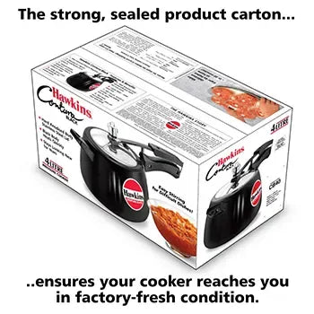 Hawkins Contura Black Pressure Cooker (4 Litre, Hard Anodised) (CB 40)