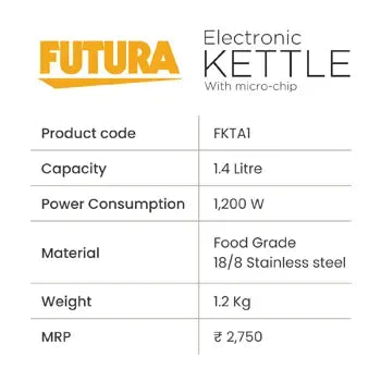 Hawkins Futura Electric Kettle (Black, 1.4 Litre)