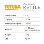 Hawkins Futura Electric Kettle (Black, 1.4 Litre)