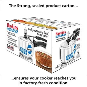 Hawkins Stainless Steel Pressure Cooker (1.5 Litre, Induction Compatible) (HSS 15)