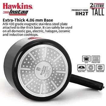 Hawkins Instaa Pressure Cooker (2 Litre, Induction Compatible) (IIH 2T)
