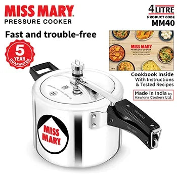 Hawkins Miss Mary Pressure Cooker (4 Litre, Aluminium Pressure Cooker) (MM 40)