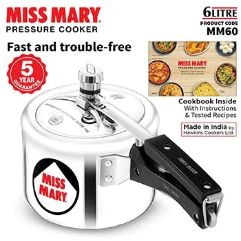 Hawkins Miss Mary Pressure Cooker (6 Litre, Aluminium Pressure Cooker) (MM 60)