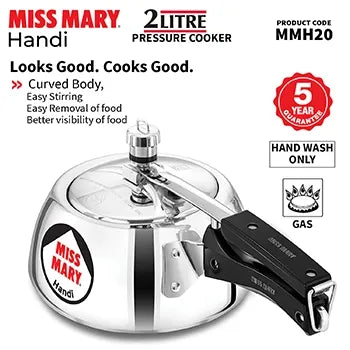 Hawkins Miss Mary Handi Pressure Cooker (2 Litre, Aluminium Handi Cooker) (MMH 20)
