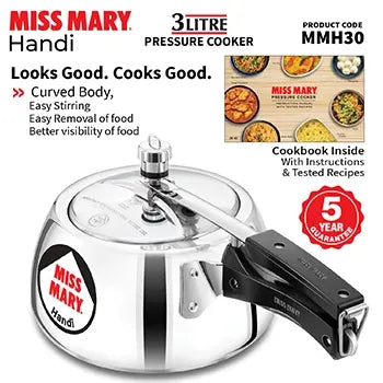 Hawkins Miss Mary Handi Pressure Cooker (3 Litre, Aluminium Handi Cooker) (MMH 30)