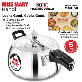 Hawkins Miss Mary Handi Pressure Cooker (5 Litre, Aluminium Handi Cooker) (MMH 50)