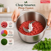 Pringle QuadMax Electric Vegetable & Meat Chopper, 3 Litre Stainless Steel Bowl (3 Speed Settings, 4 Stainless Steel Blades)