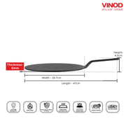 Vinod Legacy Pre-Seasoned Cast Iron Flat Multi Tawa (30 cm)