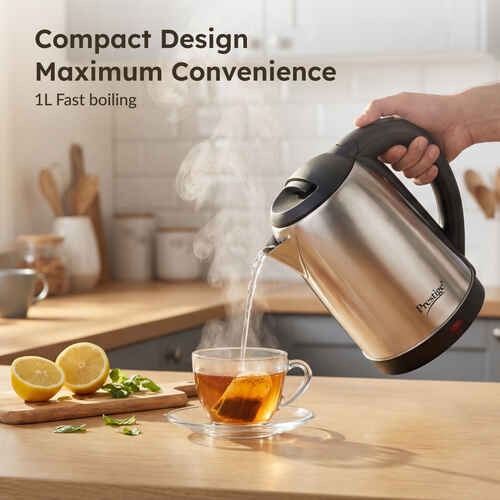 Prestige PKNSS Electric Kettle (Silver & Black, 1 Litre)