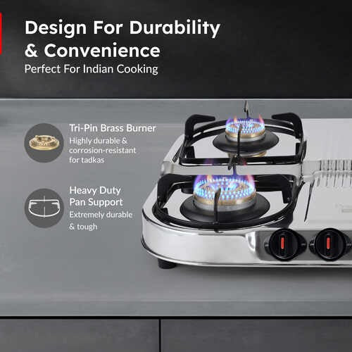 Prestige Royale Stainless Steel Gas Stove (4 Burner, Manual Ignition)