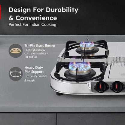 Prestige Royale Stainless Steel Gas Stove (4 Burner, Manual Ignition)
