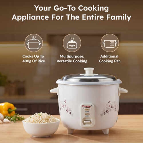 Prestige Delight PRWO 1.0 Electric Rice Cooker, Off White (1L)