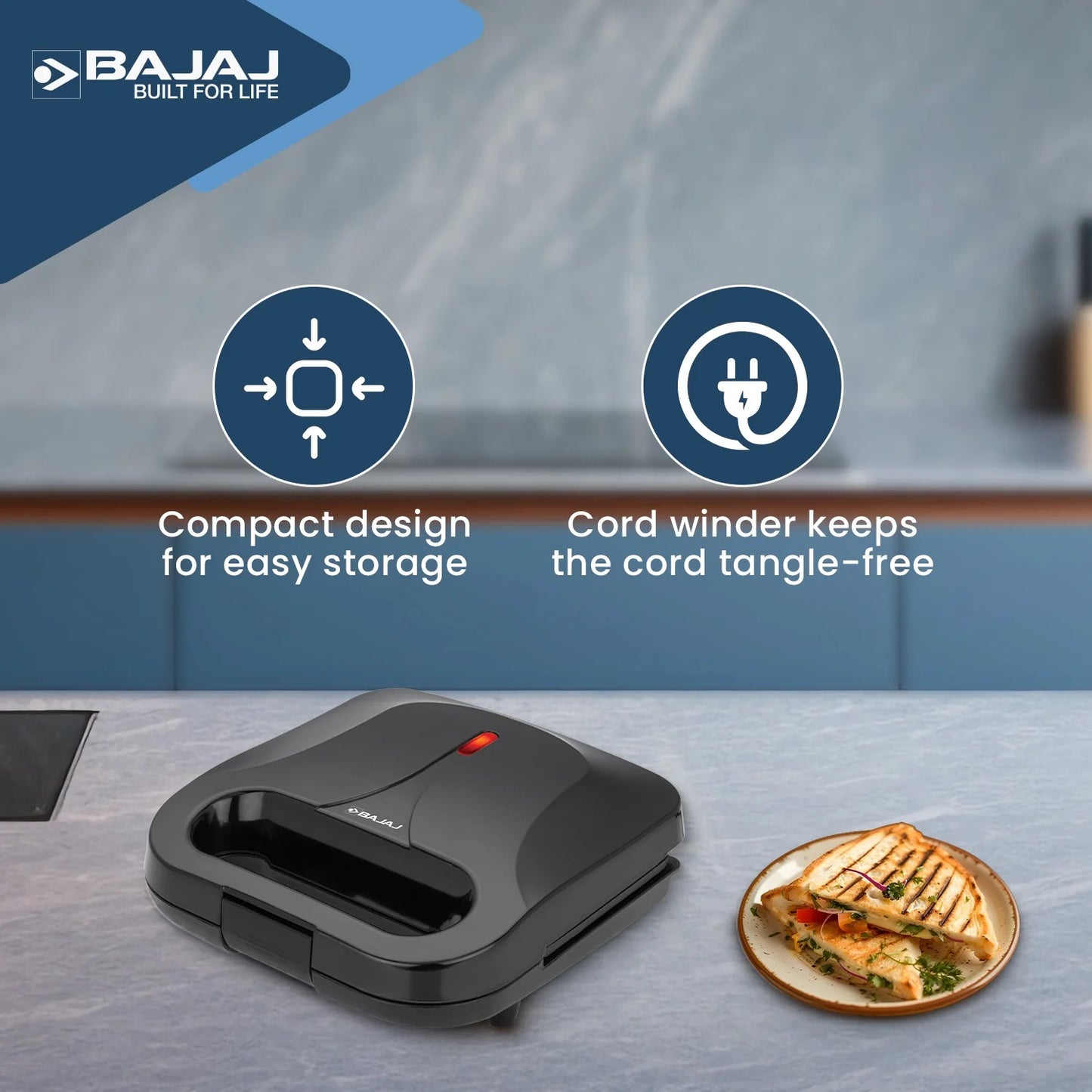 Bajaj SWX 6 Sandwich Maker (Black, 800W)