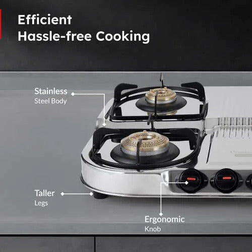 Prestige Royale Stainless Steel Gas Stove (4 Burner, Manual Ignition)
