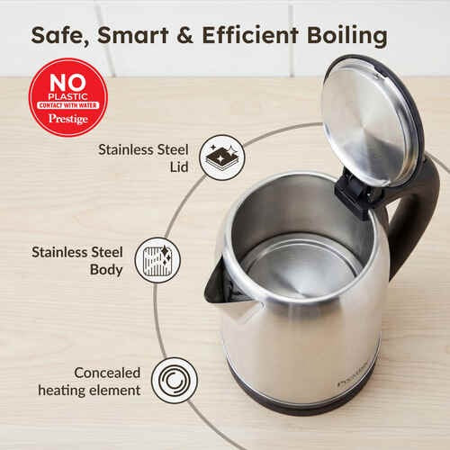 Prestige PKNSS Electric Kettle (Silver & Black, 1 Litre)