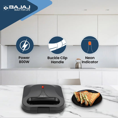 Bajaj SWX 6 Sandwich Maker (Black, 800W)