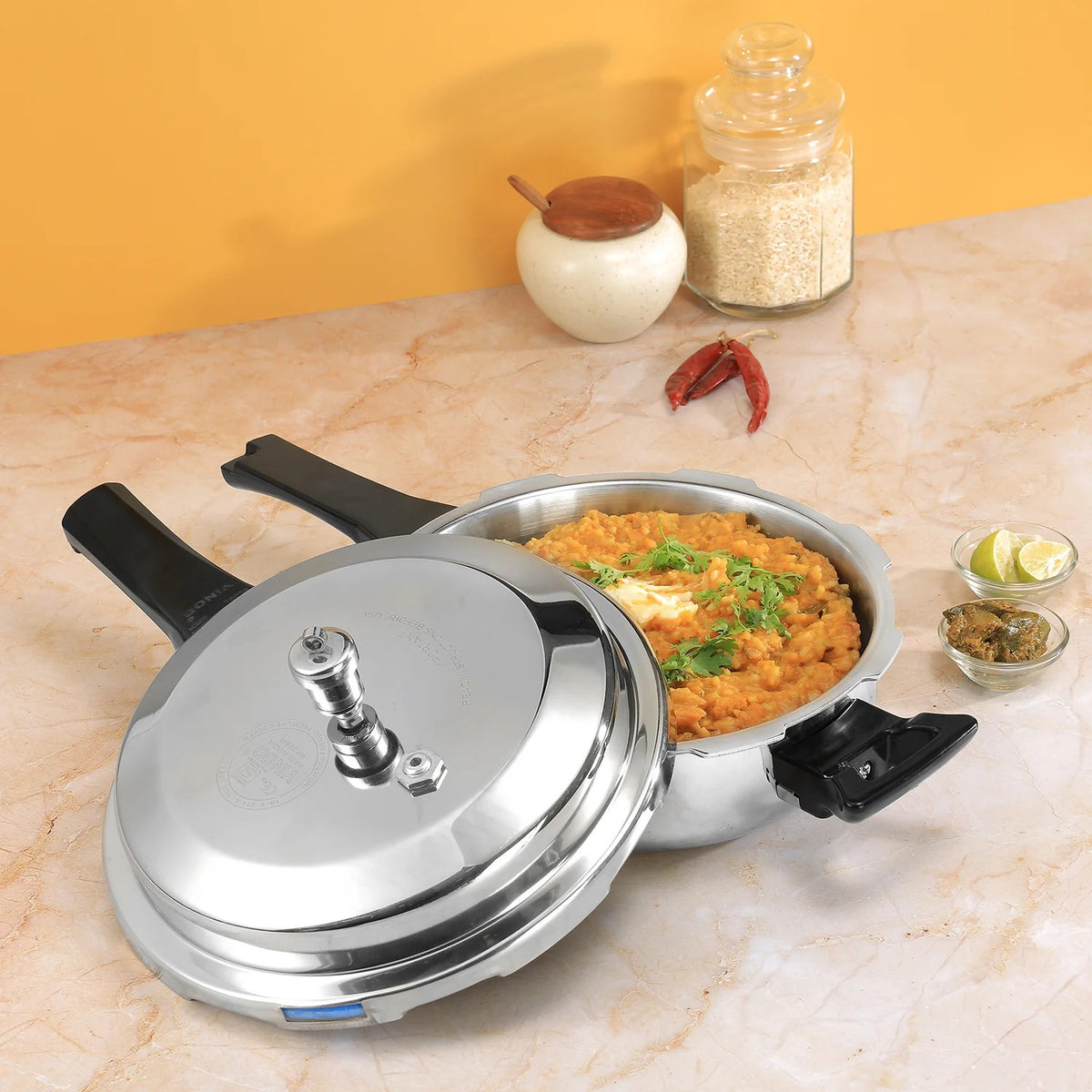 Vinod Platinum Triply Deep Pan Pressure Cooker, Outer Lid, Induction Friendly (3.5 L)