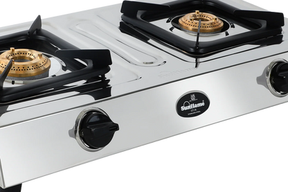 Sunflame Star Stainless Steel Gas Stove (2 Burner, Manual Ignition)