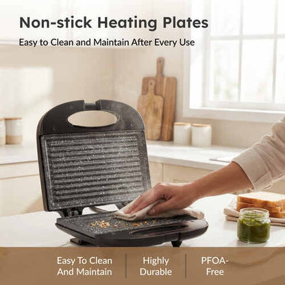Prestige PGFSP Spatter Coated Non-Stick Sandwich Toaster (Black, 800W)
