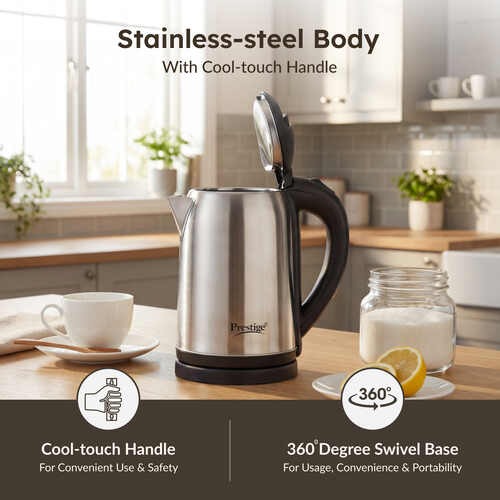 Prestige PKNSS Electric Kettle (Silver & Black, 1 Litre)